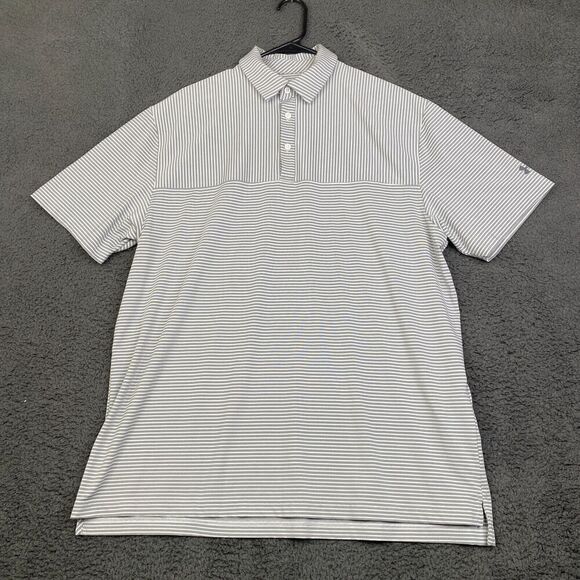 Under Armour Performance Polo Men XL Stripe Golf Shirt Stretch Heat Gear Loose - Picture 1 of 11